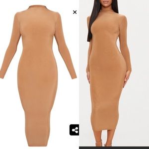 Slinky high neck midi dress